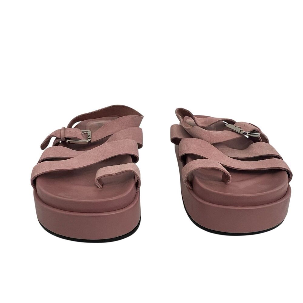 Jeffrey Campbell Size 9 Pink Getaway Footbed Suede Flatform Strappy Sandals - Picture 2 of 9